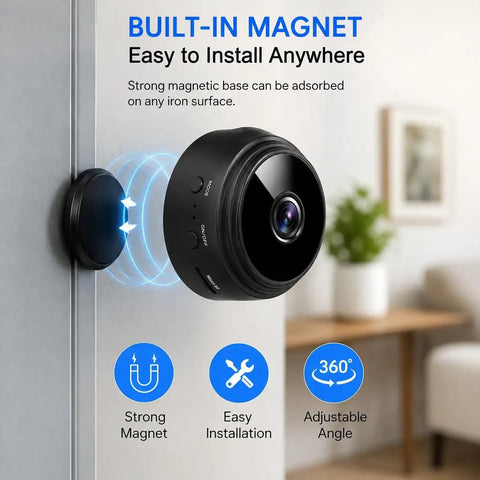 Top Shelf 1080P PTZ Security Camera Featuring Reliable 4G Plus WiFi Connectivity mounted on a magnetic wall for easy installation.