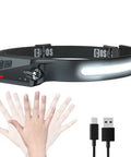 Rechargeable LED Headlamp With 1000 Lumen Bright Beam, Sensor Mode, 230 Degree Wide Illumination And Focused Spot shown with USB cable