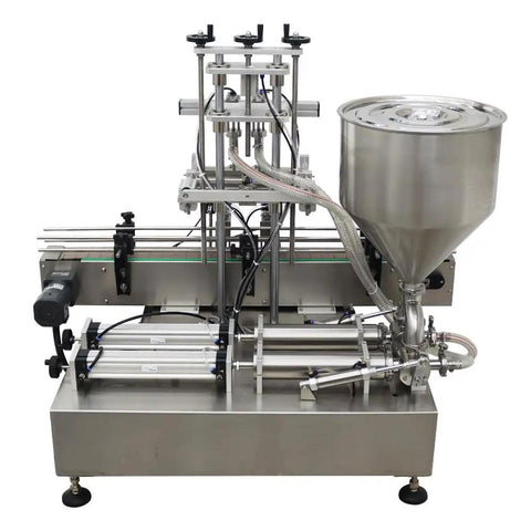 Built Like A Tank Automatic Pneumatic Liquid Paste Filler With Smooth Moving Conveyor Belt Dual Head Stainless Steel Dispenser 12 Mm Nozzle.
