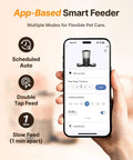 App-based interface for Top Shelf Dual Camera Automatic Pet Feeder With Two Separated Bowls And Six Liter Hopper for independent cats and dogs.