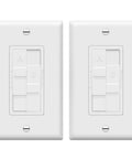 Combo Dimmer Switch With 3 Speed Fan Control And Light, Single Pole Wall Switch For Dimmable LED CFL Lighting, 200W Capacity, 2 Pack White