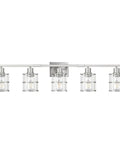 Five Light Bathroom Vanity Light Fixtures With Clear Glass Shades And Brushed Nickel Finish Sleek Modern Wall Light