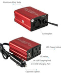 Premium 150W Car Power Inverter 12V DC To 110V AC Converter Cigarette Lighter Adapter With Dual Fast Charge USB Ports and cooling fan