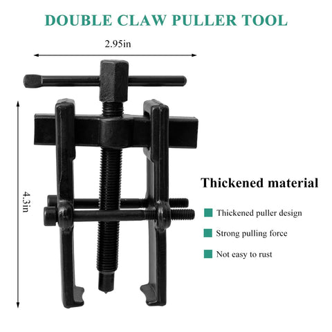 Front view of MUQIDA 4-inch two-jaw gear puller, black carbon steel with T-handle screw and dual jaws