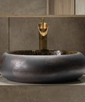 USZWBY Modern Round Vessel Vanity Sink Above Counter Basin Ceramic Wash Countertop Bathroom Art Balcony Simple with decorative pattern