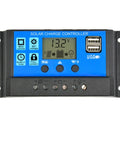 30A Solar Charge Controller PWM 12V 24V Auto Detect Regulator with Adjustable LCD Display and Dual USB Ports