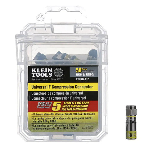 Pro Grade Universal Compression F Connectors For RG6 And RG6Q Coax With Universal Sleeve Technology 50 Pack
