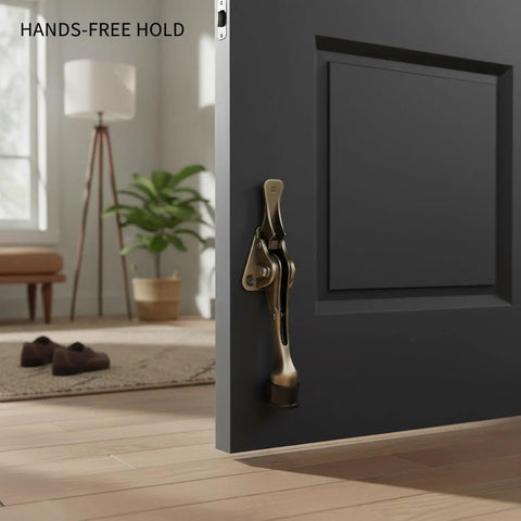 Foot Operated Door Stop For Hands Free Entryway Keeps Doors Open In Bedrooms Living Rooms And Offices Zinc Alloy Floor Holder In Use
