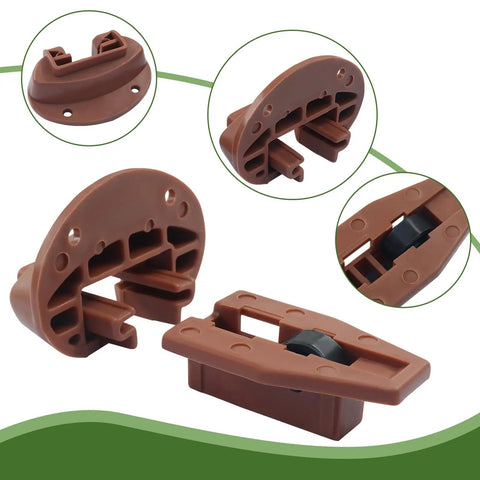 Top Notch Heavy Duty Bottom Mount Drawer Slides Featuring Buttery Smooth Rolling Tracks For Vintage Dressers And Nightstands Handy Furniture Fix Up Kit Without Sleeves, brown plastic track components.