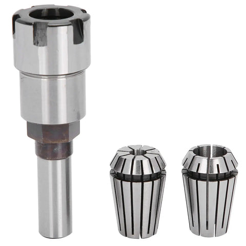 High Performance 3Pcs Collet Chuck Set Milling Cutter Holder CNC Lathe Tool Durable High Speed Steel shown from the front with varying sizes.