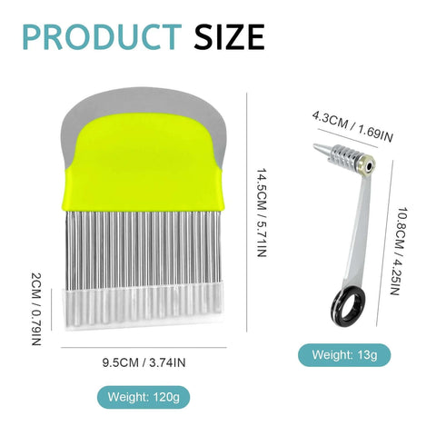 Amazon 2-in-1 Crinkle Cutter & French Fry Cutter set with stainless steel blades and yellow-gray handle