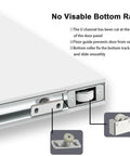 Concealed Sliding Barn Door 30 By 84 White Primed Flush Solid Core With Soft Close Installation Hardware and track details.