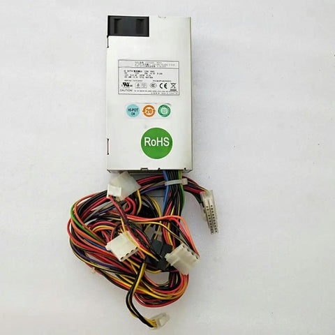 Small Form Factor 1U 220W Switching Power Supply Unit For Industrial Racks And IT Gear P1S-5220V Compatible PSU High Efficiency Compact Power Module For Reliable Performance And Easy Replacement, white metal PSU with multicolor cables