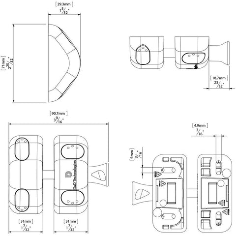 Technical diagram of MagnaLatch Magnetic Gate Latch for metal wood vinyl fence gates does not lock self latching