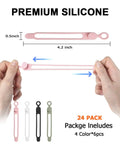 Silicone Cable Straps Set 24 Pcs For Bundling Earphones Chargers Cords And Wires Reusable Elastic Easy To Clean Cable Ties For Home Office Kitchen School In Four Color Options