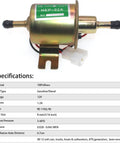 12V Inline Fuel Pump Kit For Lawn Mower Carburetor With 8mm Hose And Five Sixteenth Inch Fittings, Low Pressure 2.5 To 4 PSI, copper body
