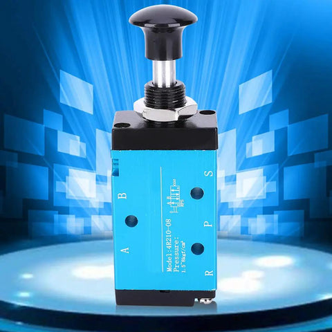 Manual Control Pressure Valve For Pneumatic Systems, 2 Position 3 Way Aluminum Body With PVC Seals, front view