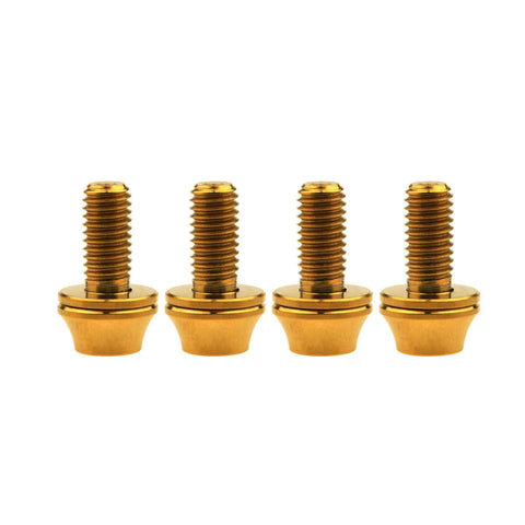 Built Different Aerospace Grade Titanium M5x12mm Bottle Cage Bolts For Bicycle Cycling With Washers Ultra Lightweight set of four bolts with washers.