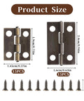 Small Hinges For Wooden Boxes And Cabinets, 30Pcs Brass Bronze Polished 180 Degree Butt Hinges With Screws, two sizes shown