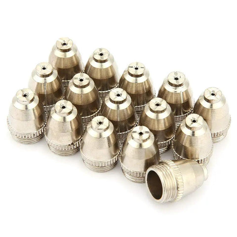 Top Grade 40 Piece Plasma Cutter Consumables Set With Ceramic Cups, Electrodes And Nozzles For Cut60 Lgk60 60 Amp Machines. Set of 15 metal nozzles.