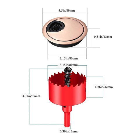 Premium Red Bronze Desk Grommet Covers 3 Inch For Neat Cable Management Durable Zinc Alloy Hole Protection Smooth Finish Office Upgrade, 80mm
