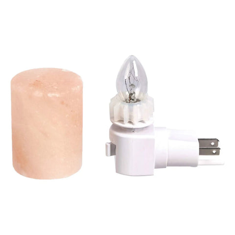 Pink Himalayan Salt Plug-In Night Light in Cylindrical Crystal Shape, 360-Degree Rotating, Waterproof, Moisture-Proof, Fireproof