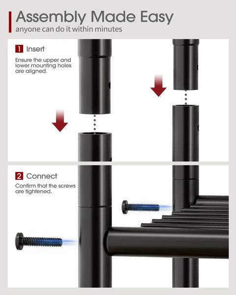 Assembly instructions for No Sweat Install Heavy Duty 5 Tier Metal Wire Shelving, Set Of 2 Compact Storage Racks With Floor Levelers.