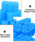 20 Pack Rubber Drawer Slide Stoppers For Whisper Quiet Glide Operation In Office And Bedroom Furniture Prevent Slipping Reduce Noise And Provide Antidisconnect Security For Smooth Drawers, close-up of blue rubber bumpers.