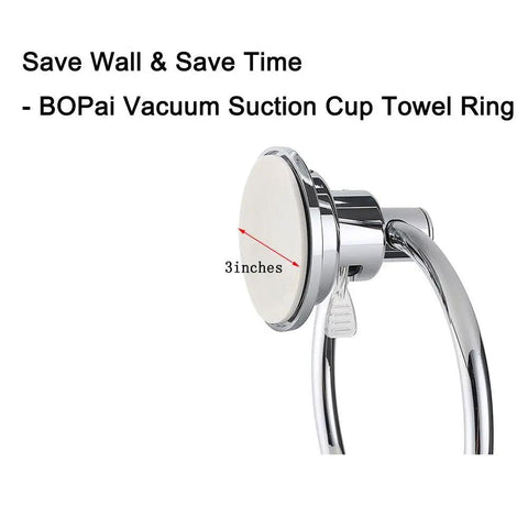 Drill Free Vacuum Suction Cup Towel Ring No Tools Needed Easy Install Stick And Go For Showers with 3-inch diameter suction cup.