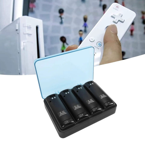 4 In 1 Wii Remote Charging Station With 4X 2800mAh Rechargeable NiMH Batteries USB Cable And Plugs For Quick Mess Free Playtime