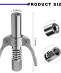 Front view of NYTKL grease gun coupler with double handles, chrome finish, 6-jaw design.