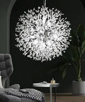 Chrome Crystal Chandelier With Firework Sputnik Dandelion Design, 12 Light Pendant Lighting in living room setting