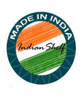 Made in India seal with orange, white, and green stripes and 'Indian Shelf' text