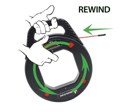 Rewinding Non Conductive Fiberglass Fish Tape With Twist Design For Long Runs And Heavy Duty Pulling Multi Groove Wire Puller