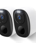 Outdoor Wireless Battery Powered Security Cameras 2 Pack Pro Kit With 2K FHD Video Color Night Vision AI Detection close-up