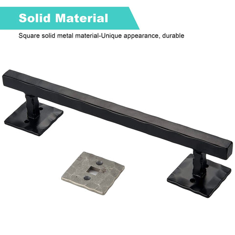 Rustic Barn Door Handle 12 Inch Heavy Duty Matte Black Sliding Door Pull For DIY Barn Door Gate Shed Or Garage Solid Square Metal Construction
