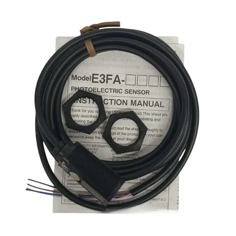 E3FA Series Photoelectric Sensor 2m Sensing Range Built Tough With Heavy Duty Housing Anti Impact Wear Resistant MM Level Precision For Conveyor And Automation Wide Industrial Compatibility Flexible Wiring coiled cable and manual