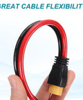 Beefy XT60 Extension Cable 10AWG 0.5ft Male to Female Connector, highlighted for flexibility, held in hand