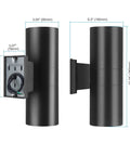 Image showing dimensions of Up And Down Outdoor Wall Lights 96W RGBW Color Changing With RF Remote, Dimmable Full Color Lighting.