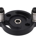 Pro Grade Self Centering Doweling Jig With Eight Precision Drill Bushings And Hole Punch Locator For Smooth Wood Assembly Built Tough From Rust Proof Aluminum Alloy For Hassle Free Dead On Results Black close-up of jig component with guide bushings