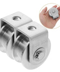 Stainless Steel Pulley Wheel Built Tough Heavy Duty Wire Rope Pulley For Sliding Doors And Rigging, dual wheel view.