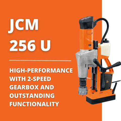 Pro Grade Magnetic Drill Unit With Reversible Electronic Speed Control For Up To Two And A Half Inch Annular Cutters Rock Solid Performance with dual speed gearbox.