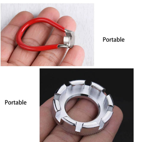 Close-up of Pro Bike Spoke Adjustment Wrench Set Of 2 For Rim Truing And Nipple Tightening Stainless Steel 9H Hardened Tools