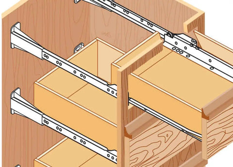 Pack Of Two White Drawer Slide Rear Socket Brackets Euro Cabinet Replacement Hardware With Slick Adjustability Heavy Duty Mounts for easy installation.