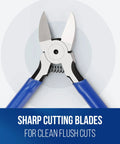 Two Pack 6 Inch Precision Flush Cutters With Spring Loaded Diagonal Side Cutting Pliers For Crafts Jewelry Making Electronics