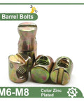 Barrel Nuts For Furniture And Diy Woodworking Hammer Head Threaded Inserts M6 M8 Zinc Plated 10 Pcs Cross Hole Design