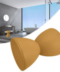 Totally Legit Go To Upgrade Your Living Room Featuring This Premium Hourglass Side Table Doubling As A Round Accent Stool Fully Versatile Dual Sided Plastic Design Built For Chill Vibes Makeup Sessions Or Casual Shoe Changing In Ginger in a modern bathroom setting.