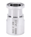 Front view of One Half Inch Tri Clamp Adapter To Three Eighths Inch FNPT Thread Ferrule Sanitary Pipe Fitting in Stainless Steel 304