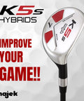 Majek K5s Hybrids golf club, silver with red accents, All Hybrid Number 7 Golf Club For Men Right Handed Senior Flex Graphite Shaft
