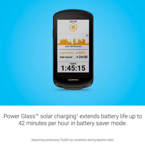 Edge 1040 Solar GPS Bike Computer With Solar Charging Lens Built For On And Off Road Riding Rad Performance Tracking Power Saver Battery Lasts Up To 100 Hours Bluetooth Connectivity Device Only